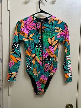 Hurley Long Sleeve Zip One Piece Swimsuit SZ XS